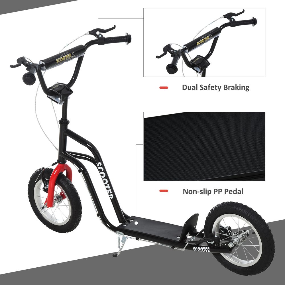 Kids Kick Scooter - Adjustable Handlebar, Inflatable Wheels, Black
