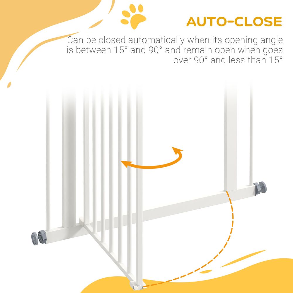 Adjustable Pet Gate - Safety Barrier with Auto-Close Door - Quality Metal Construction - Fits 74-80cm - White