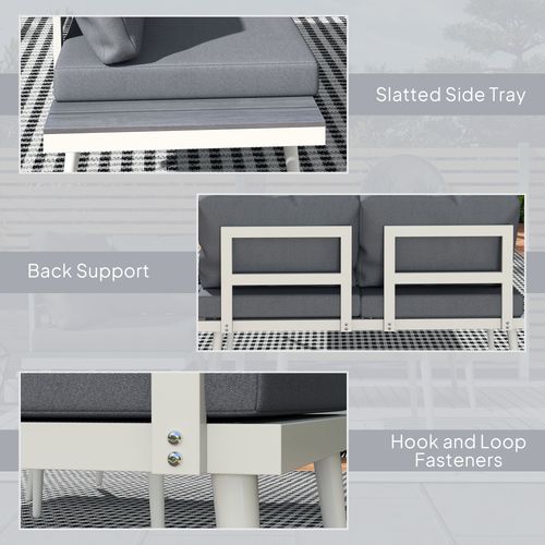 3 Piece Garden Furniture Set with 5-Level Adjustable Lounger, Grey