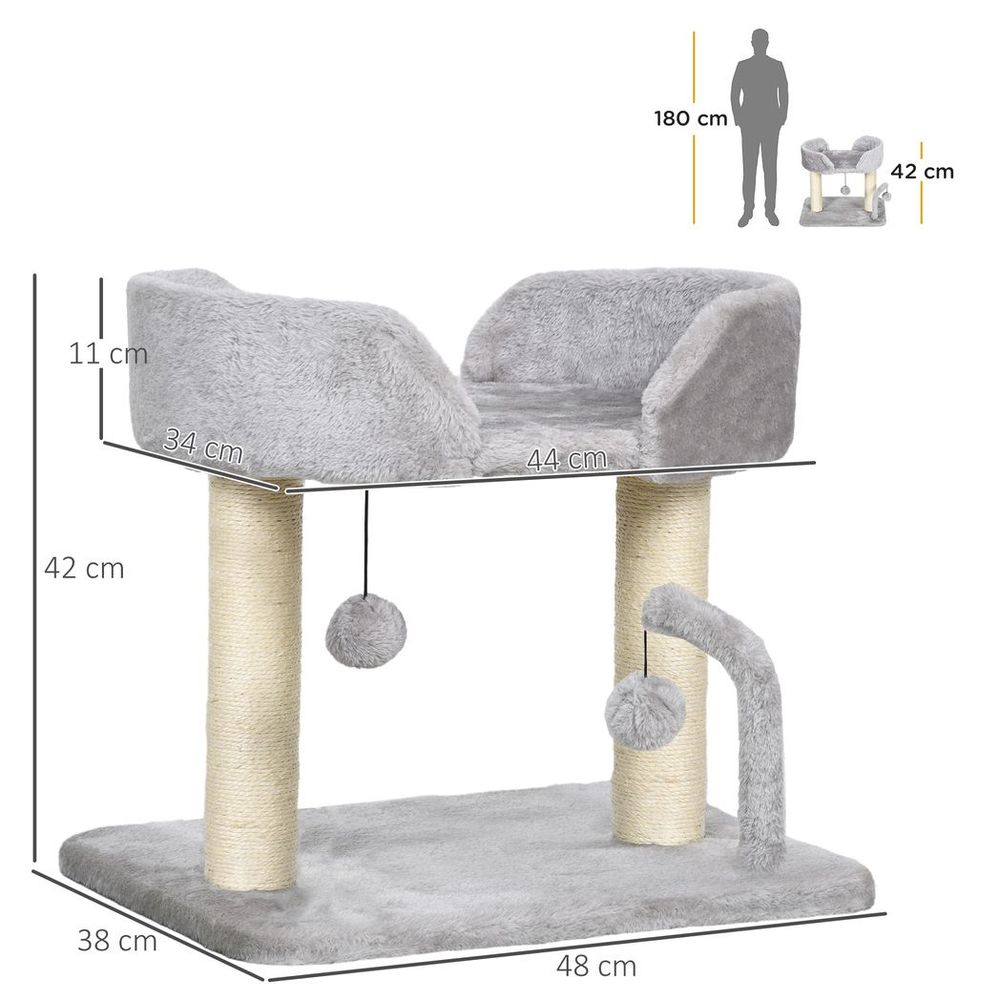 42cm Indoor Cat Tree, Kitty Play Tower w/ Toy Balls Sisal Scratching Post