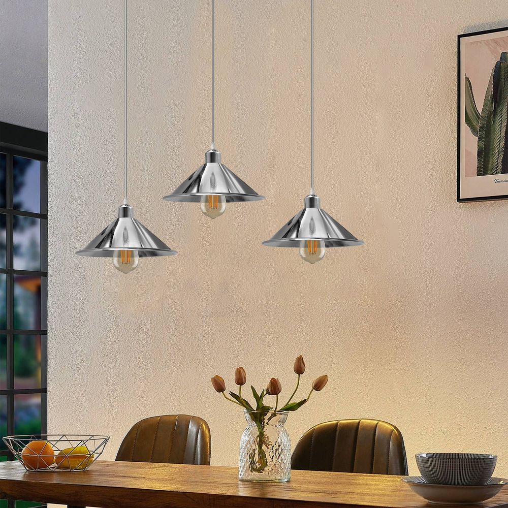 3 Head Rectangle Base Industrial Vintage Ceiling Pendant Light Shade Hanging Lamp