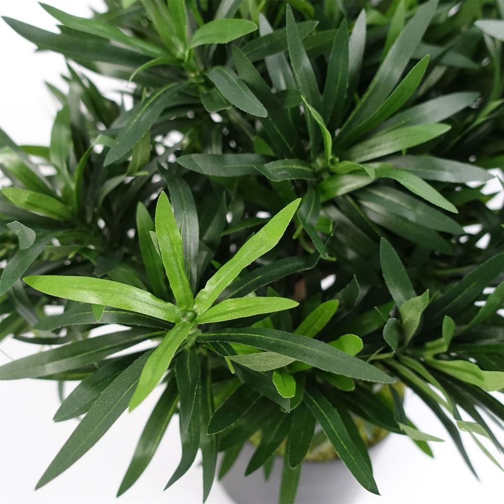40cm Podocarpus Bush: Artificial, Silk Leaves, Wood Trunk
