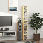 Space-saving Multimedia Shelf for CDs - 204 CD Capacity - Pine Wood Finish