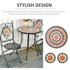 3PCs Garden Set 1 Ceramic Tile Round Table and 2 Foldable Chairs