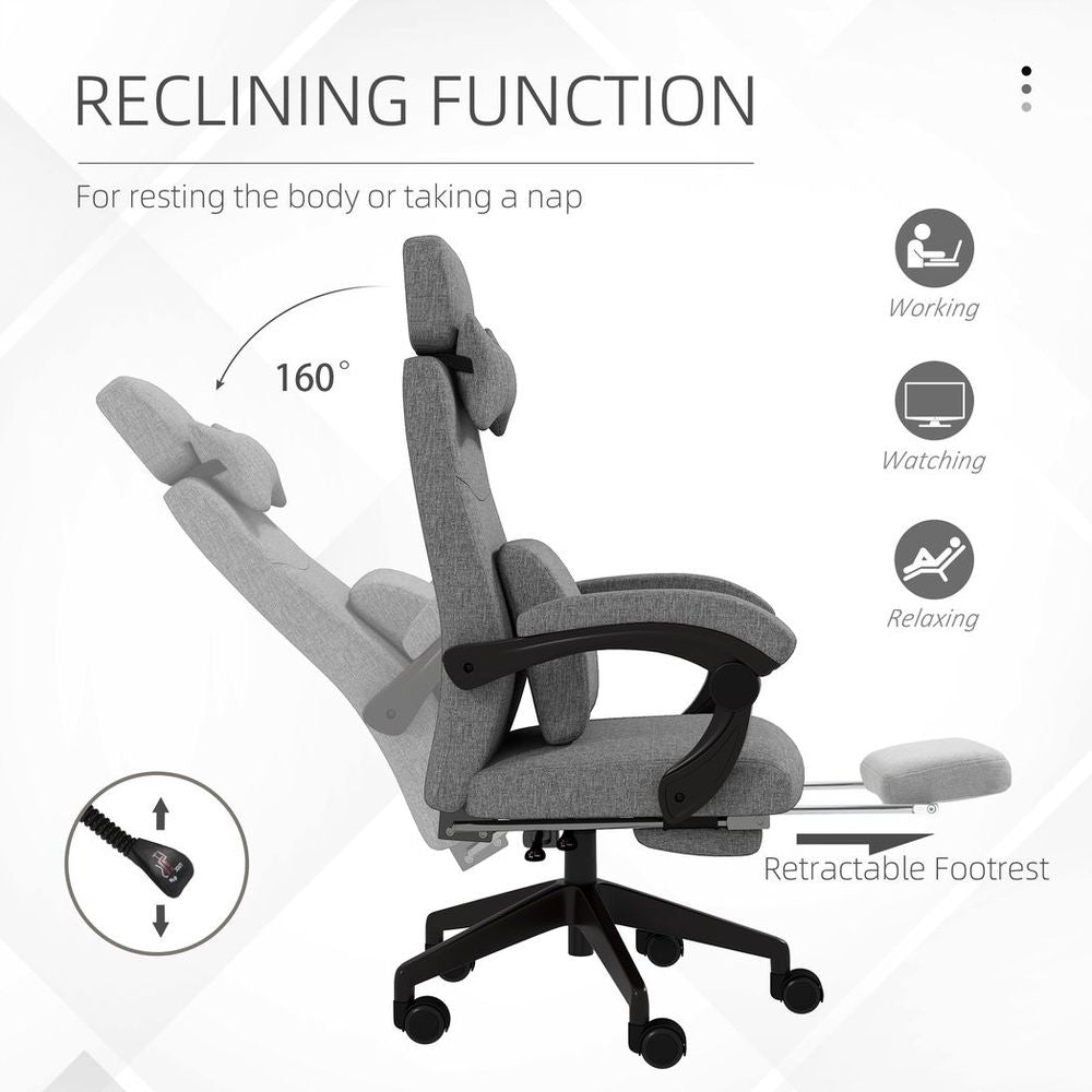 Home Office Chair Reclining Computer Chair w/ Lumbar Support Dark Grey