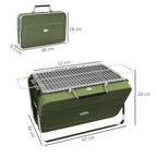 Portable BBQ Grill with Suitcase Design for Camping Picnic Party, Green
