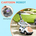 3 in 1 Ride on Push Car, Cartoon Robot Foot to Floor Slider - White