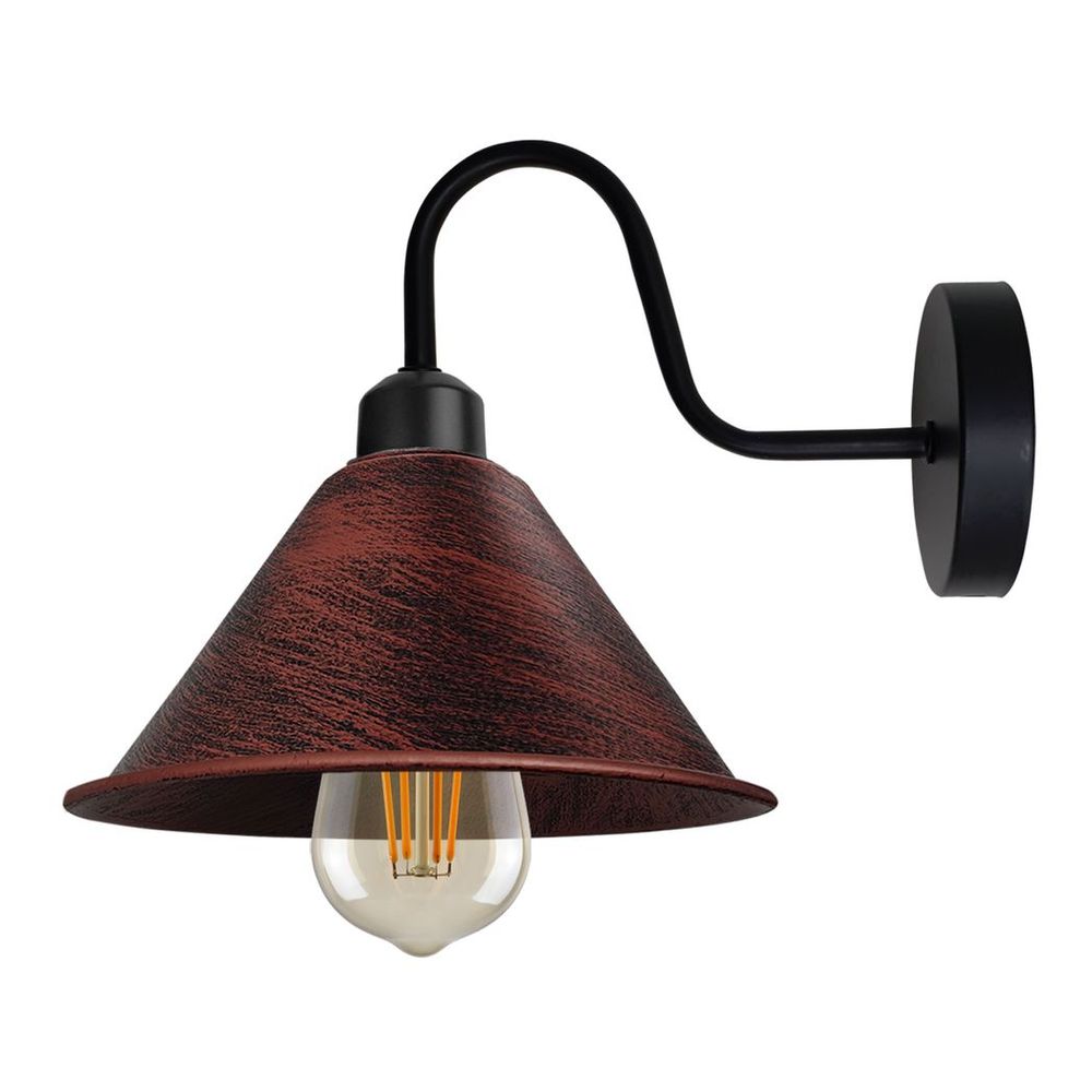 Rustic Red Vintage Wall Light Fixture Black Wall Sconce E27 Base Socket Screw Wall Mounted Swan Neck