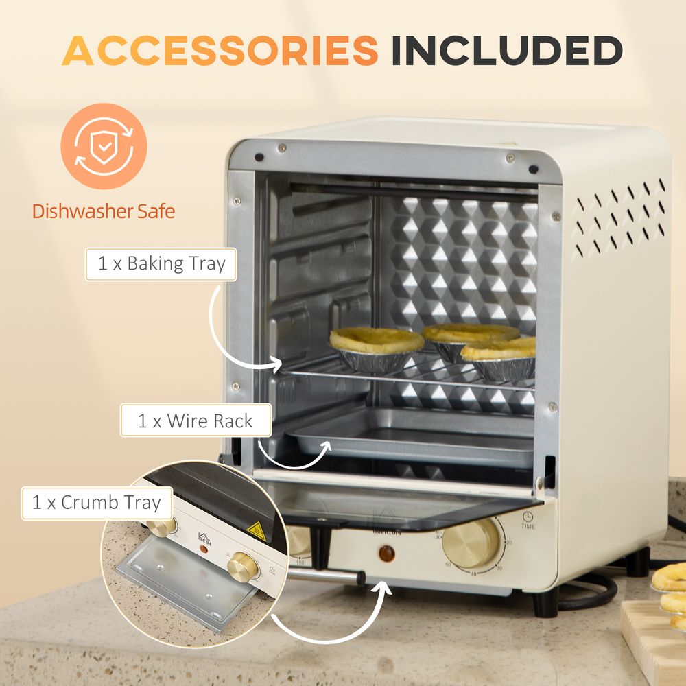 Mini Oven Toaster with Baking Tray, Wire Rack, and Crumb Tray - for All Demographics!