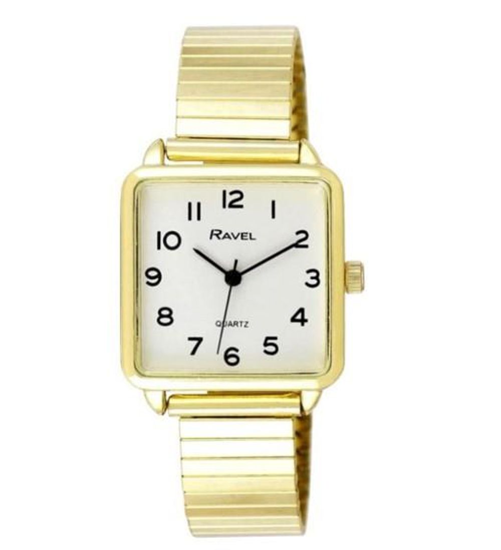 Women's Gold Expander Bracelet Watch - Classic Rectangular Dial