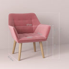 Velvet-Feel Accent Chair with Arms Slanted Back Wood Legs