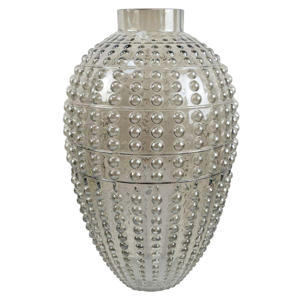 35cm Smoke Grey Bubble Vase - Exquisite Handcrafted Glass - for Real & Artificial Flowers