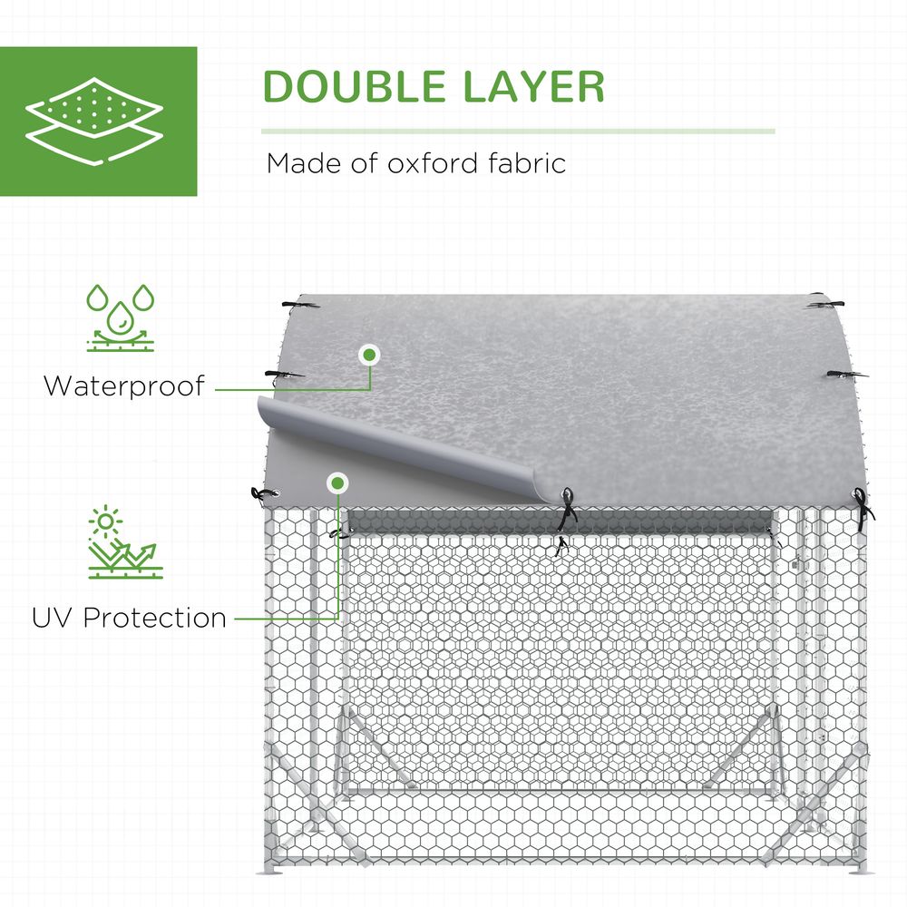 Walk In Chicken Run Galvanised Chicken Coop Hen Poultry House Cage Rabbit Hutch Pet Playpen Garden with Water-Resist Cover, 2.8 x 1.9 x 2m