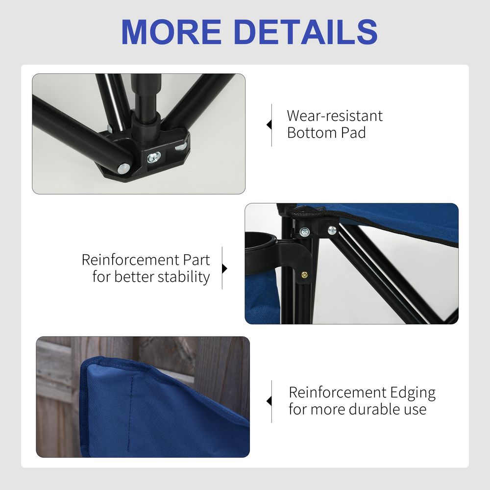 6 Seat Folding Bench - Multi Deck Chair - Cup Holder Camping Steel Blue