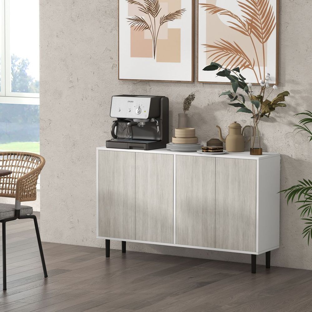Sideboard Storage Cabinet for Living Room with Adjustable Shelves White