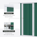 4.7ft x 2.8ft Garden Shed Steel Sloped Roof Door w/ Latch Green