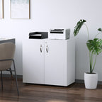 2-Tier Locking Office Storage Cabinet - Organize Files & Papers - White