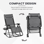Folding Recliner Chair Outdoor Lounge Rocker Zero-Gravity Seat, Grey