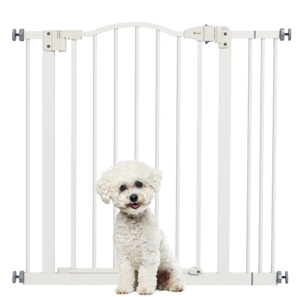 Adjustable Pet Gate - 74-87cm, Metal, Auto-Close, White