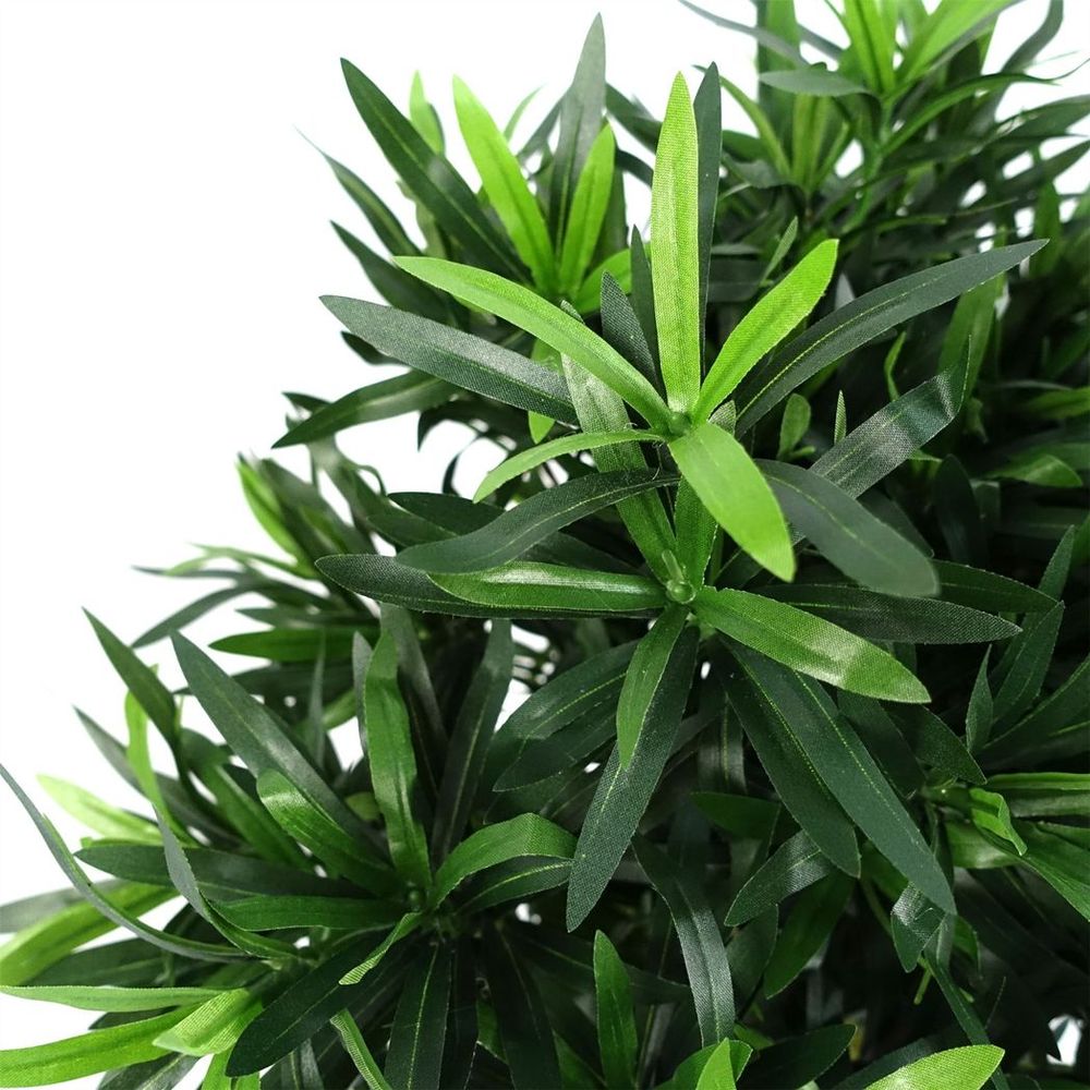 40cm Podocarpus Bush: Artificial, Silk Leaves, Wood Trunk