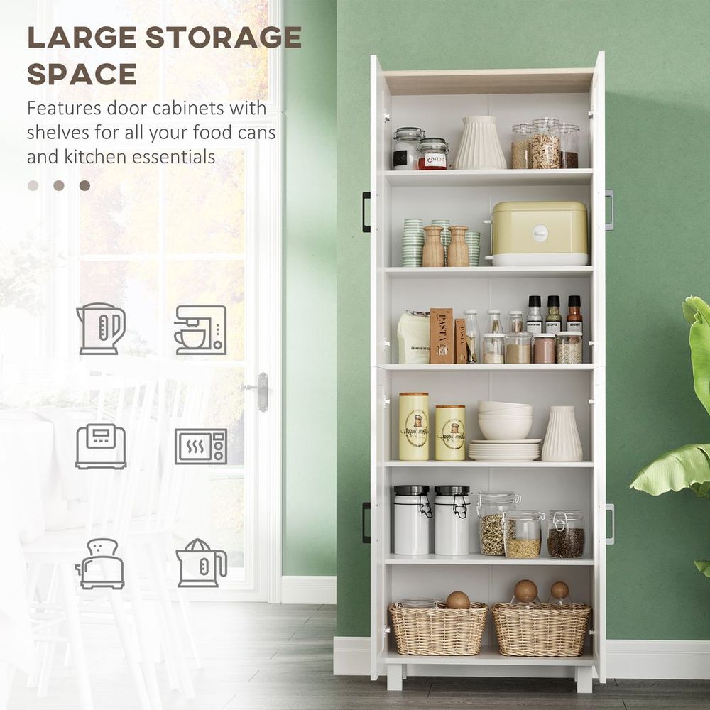 Modern Kitchen Cupboard Storage Cabinet with 4 Shelves, White