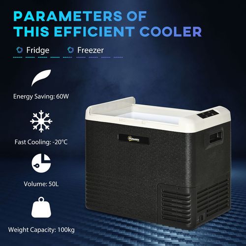 50L Car, Portable Compressor Car Fridge Freezer, Electric Cooler Box with 12/24V DC and 110-240V AC for Camping, Driving, Picnic, Down to -20℃