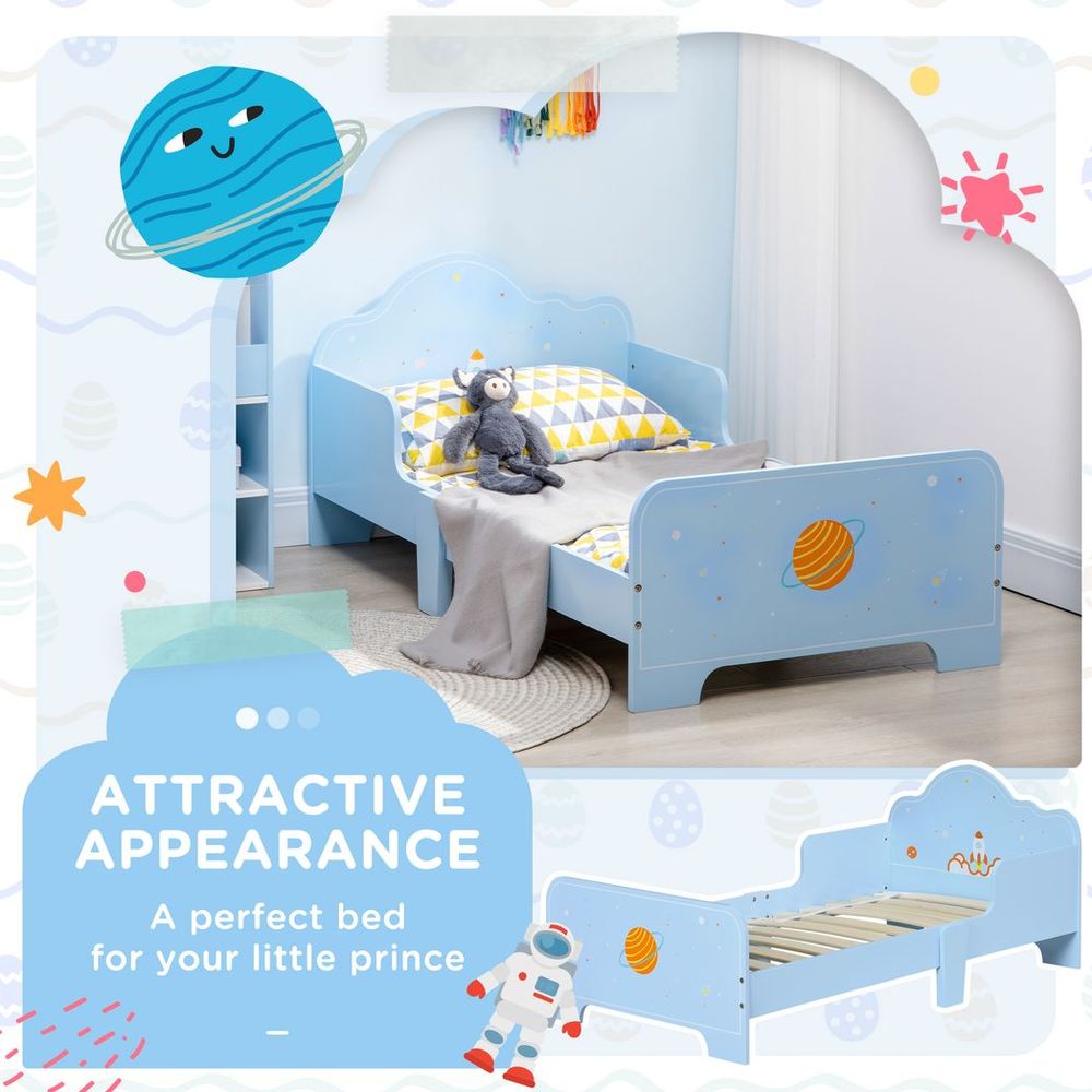 Toddler Bed w/ Space-themed Patterns, for Boy, Girls, Ages 3-6 Years