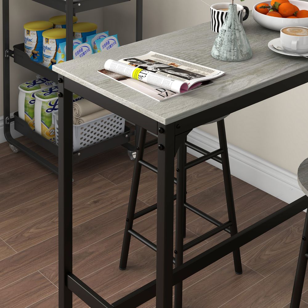 Industrial 3-Piece Bar Set, Grey - for Small Spaces, Professional Quality