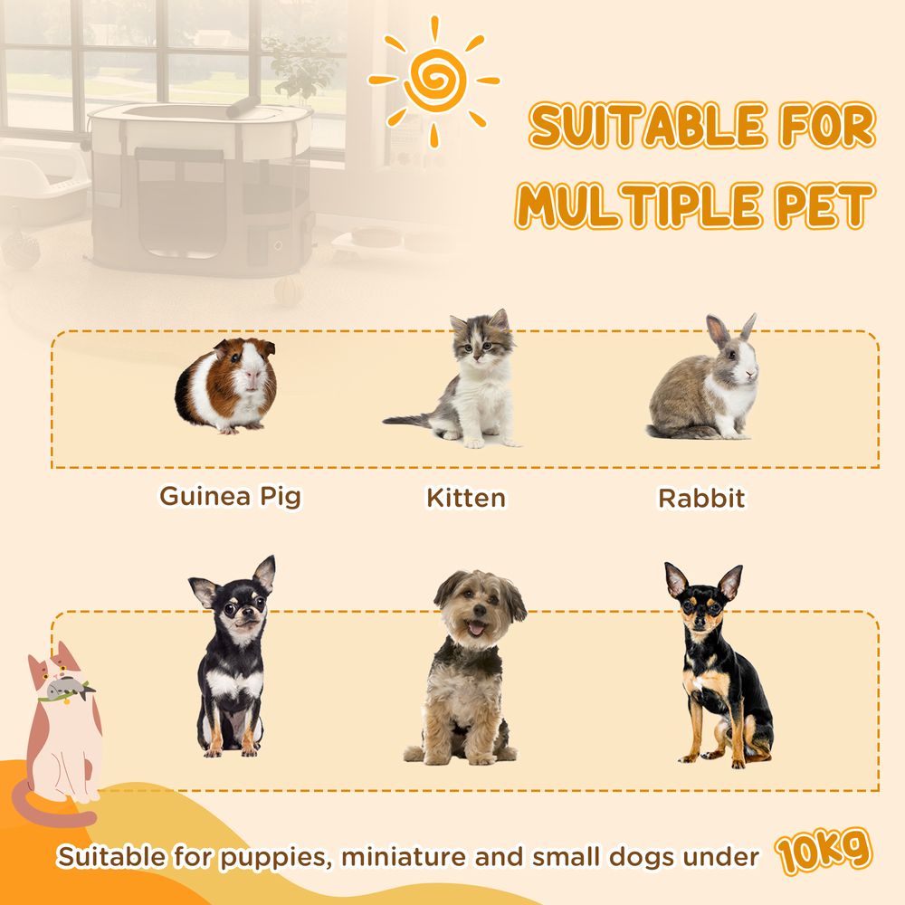 Portable Dog Pen for Puppies, Rabbits, Kittens, Guinea - Brown
