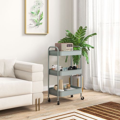 3 Tier Rolling Utility Cart with 3 Mesh Basket