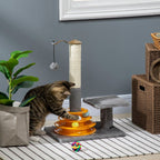 56cm Grey Cat Tree - Interactive Scratching Post with Toys