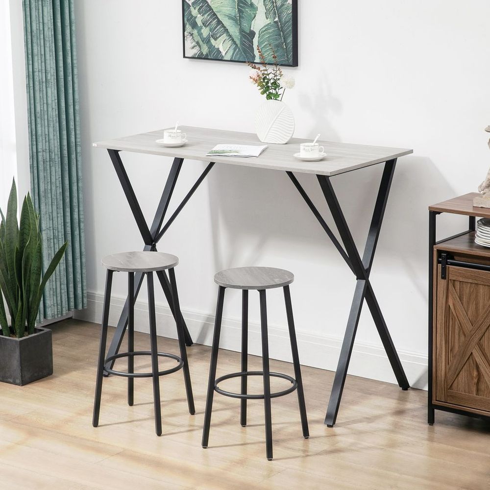 White Rectangular Breakfast Bar Table - Seats 4 - Durable Steel Legs