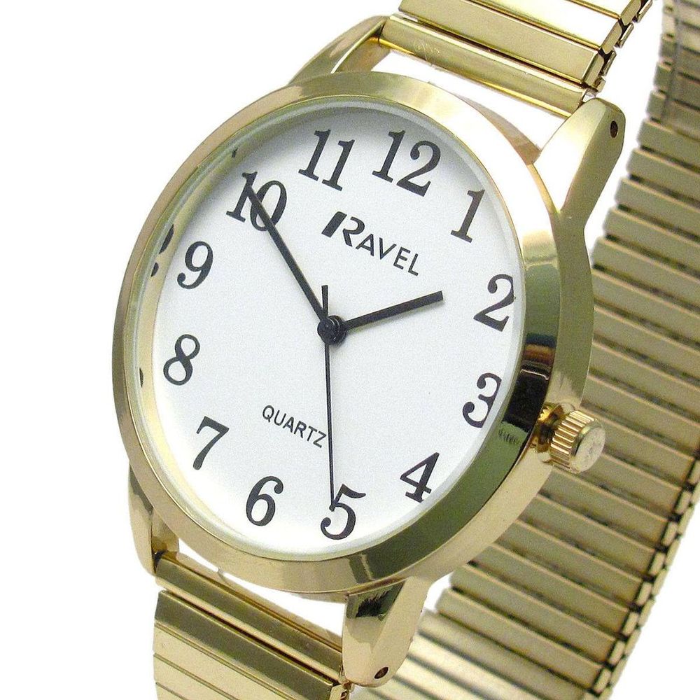 Men's Gold Bracelet Watch - Bold Number White Dial