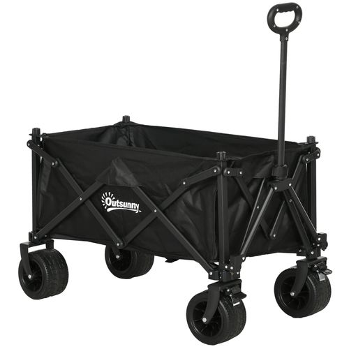 Foldable Garden Cart, Outdoor Utility Wagon with Carry Bag, Black