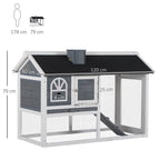 2 Tiers Rabbit Hutch and Run Wooden Guinea Hutch Outdoor with Sliding Tray, Ramp, Water-resistant Roof, for 2-4 Rabbits, Grey