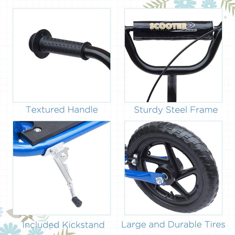 Teen Push Scooter Kids Children Stunt Scooter Bike Bicycle Ride On 12" EVA Tyres (Blue)