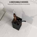 Decorative Umbrella Holder w/ Drip Tray 4 Hooks for Entryway Black