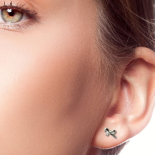 Bow Silver Stud Earrings