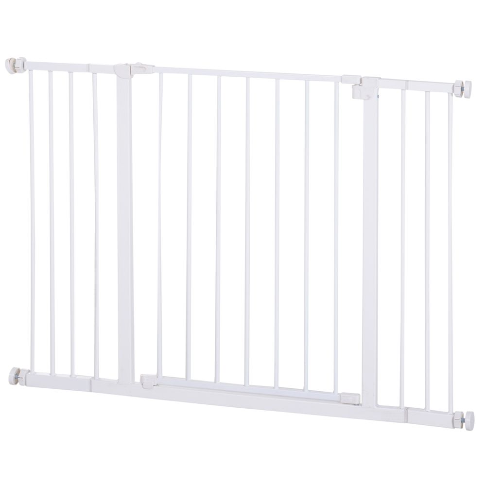 Dog Gate Pet Safety Gate Stair Barrier Pressure Fit Adjustable 76-82/86-97/101-107 cm, White