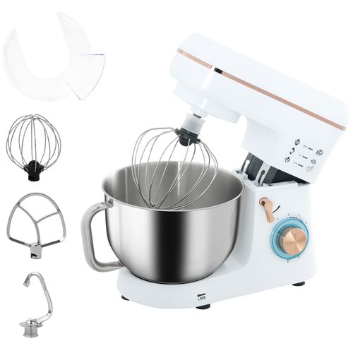 Electric Stand Mixer, 5L Food Mixer with Dough Hook, Whisk, White