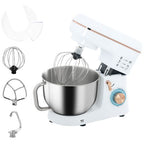 Electric Stand Mixer, 5L Food Mixer with Dough Hook, Whisk, White