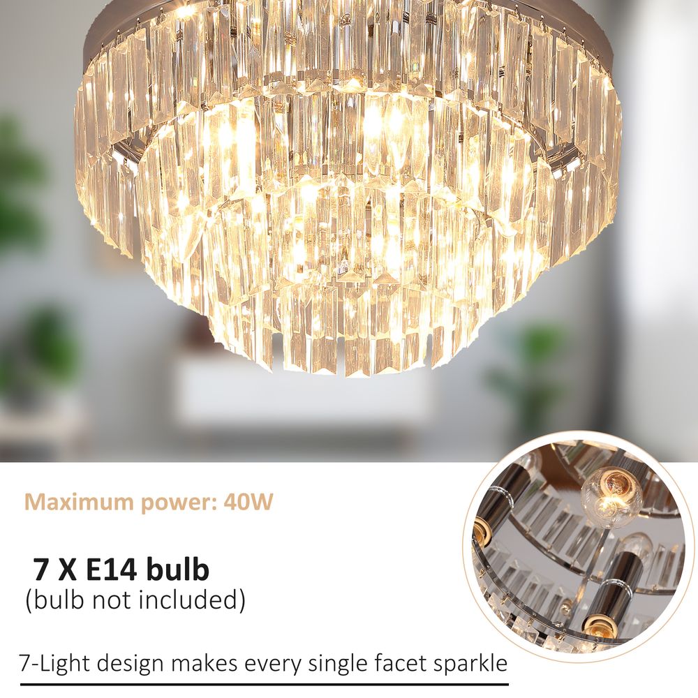 Crystal Ceiling Lamp - 7 Lights, Elegant Chandelier - Fixture for All Decor