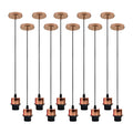 Industrial Rose Gold Pendant Light - 10 Pack, E27 Lamp Holder, Addable Lampshade