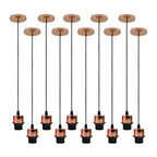 Industrial Rose Gold Pendant Light - 10 Pack, E27 Lamp Holder, Addable Lampshade