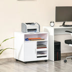 5-Compartment White Printer Stand with Storage