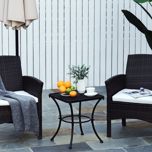 Metal Patio Bistro Table - Square 45cm, Black