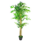 150cm (5ft) Natural Look Artificial Bamboo Plants Trees - XL with Silver Metal Planter