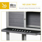 Wooden Rabbit Hutch & Guinea Cage - Slide-Out Tray, Ramp, Wheels, Easy Assembly - Light Grey