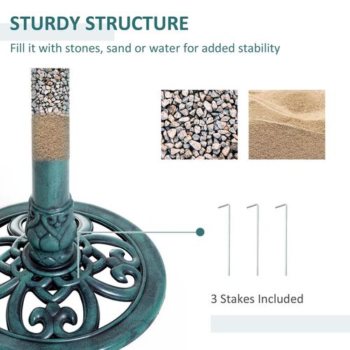 50cm Outdoor Bird Bath Fountain, Decrative Garden Feeder Stand Green