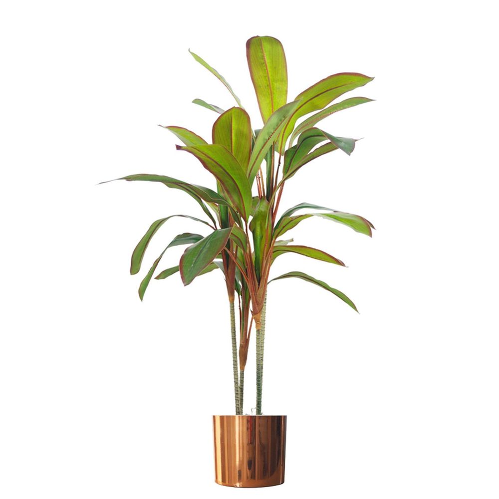 Realistic 100cm Dracaena Tropical Plant w/ Copper Metal Pot